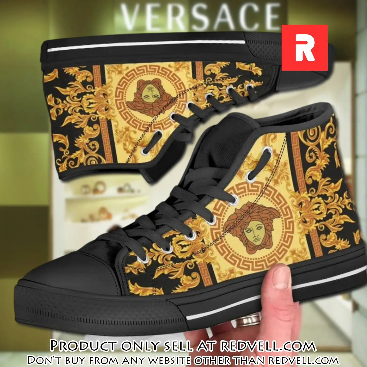 Versace medusa high top canvas shoes luxury brand gifts for men women rv4142324